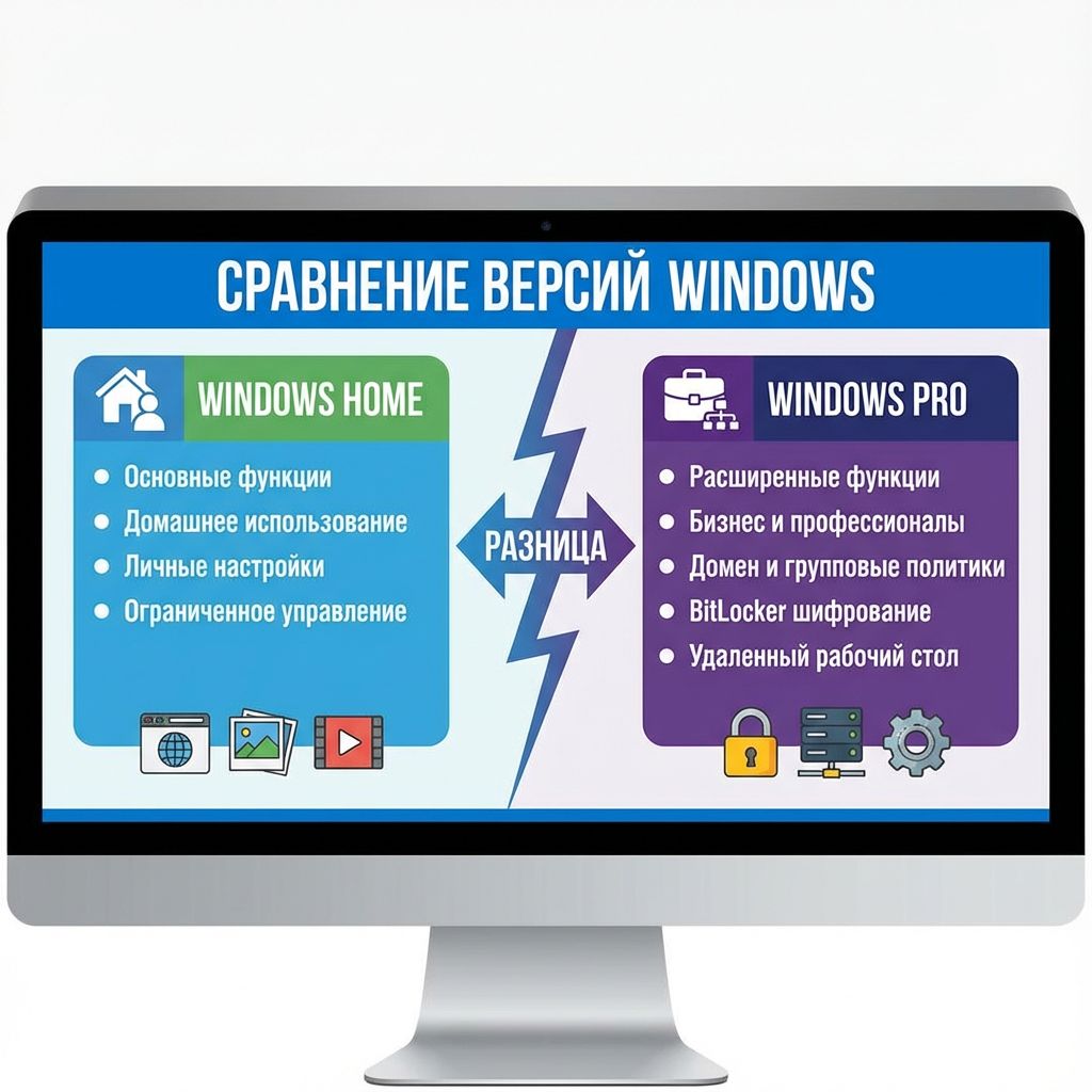 Разница между версиями Windows Home и Windows Pro